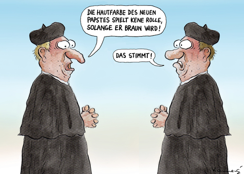 Cartoon: Hautfarbe des Papstes (medium) by marian kamensky tagged papstrücktritt,benedikt,vatikan,katholische,kirche,der,neue,papst,hautfarbe,papstrücktritt,benedikt,vatikan,katholische,kirche,der,neue,papst,hautfarbe