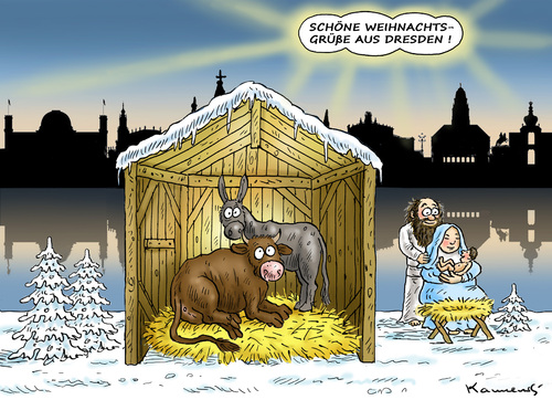 Cartoon: HEILIGE NACHT IN DRESDEN (medium) by marian kamensky tagged heilige,nacht,in,dresden,heilige,nacht,in,dresden