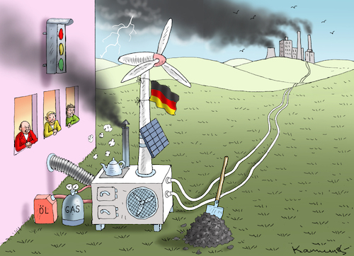 Cartoon: HEIZUNGSKOMPROMISS (medium) by marian kamensky tagged fernwärme,heizungsgesetz,fernwärme,heizungsgesetz