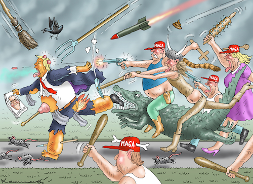 Cartoon: HEXENJAGD (medium) by marian kamensky tagged hilfsbereite,justizministerin,bondi,epstein,akte,hilfsbereite,justizministerin,bondi,epstein,akte