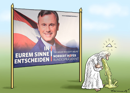 Cartoon: HOFERS GOTTES HILFE (medium) by marian kamensky tagged hofer,österreich,präsidentenwahlen,hofer,österreich,präsidentenwahlen