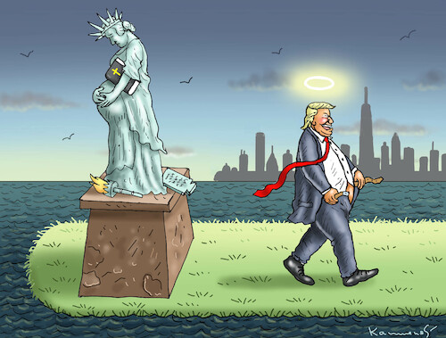 Cartoon: HOLY TRUMP (medium) by marian kamensky tagged holy,trump,schwangerschaftsabbruch,usa,holy,trump,schwangerschaftsabbruch,usa