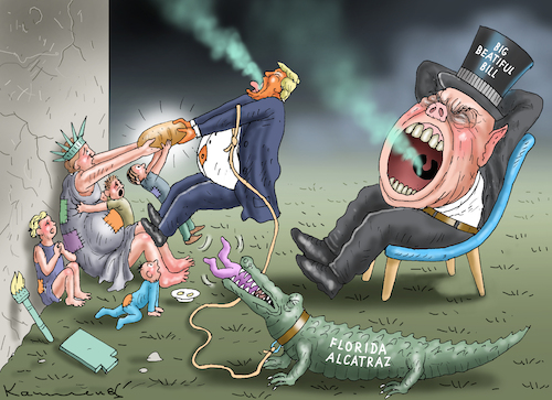 Cartoon: HUNGRY BEAUTIFUL BILL (medium) by marian kamensky tagged musk,trump,zuckerberg,bezos,felon,and,elon,in,panama,zölle,diktator,selenskyj,putin,ukraine,usa,china,handelskrieg,big,beautiful,bill,musk,trump,zuckerberg,bezos,felon,and,elon,in,panama,zölle,diktator,selenskyj,putin,ukraine,usa,china,handelskrieg,big,beautiful,bill