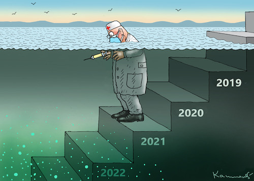 Cartoon: IMPFDILEMMA (medium) by marian kamensky tagged curevac,testzentren,corona,impfung,pandemie,booster,omikron,impfpflicht,curevac,testzentren,corona,impfung,pandemie,booster,omikron,impfpflicht