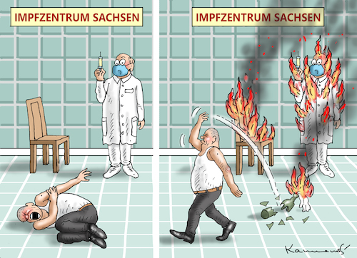 Cartoon: IMPFZENTRUM SACHSEN (medium) by marian kamensky tagged impfzentrum,sachsen,impfzentrum,sachsen