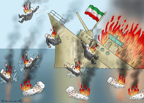 Cartoon: IRANS GRÖSSTES MILITÄRSCHIFF (medium) by marian kamensky tagged irans,grösstes,militärschiff,irans,grösstes,militärschiff