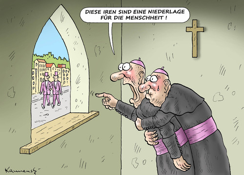 Cartoon: IRRE NIEDERLAGE (medium) by marian kamensky tagged vatikan,homoehe,irland,niedergang,der,menschheit,vatikan,homoehe,irland,niedergang,der,menschheit