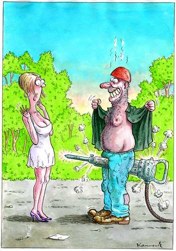 Cartoon: Jackhammer exhibitionist (medium) by marian kamensky tagged humor
