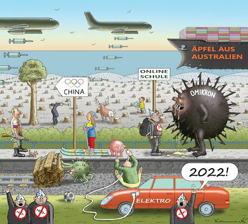 Cartoon: JAHRESWECHSEL 2022 (medium) by marian kamensky tagged curevac,testzentren,corona,impfung,pandemie,booster,omikron,impfpflicht,curevac,testzentren,corona,impfung,pandemie,booster,omikron,impfpflicht