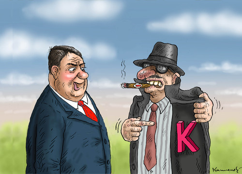 Cartoon: K DEALER (medium) by marian kamensky tagged gabriel,spd,nazikeule,kanzlerwahlen,gabriel,spd,nazikeule,kanzlerwahlen