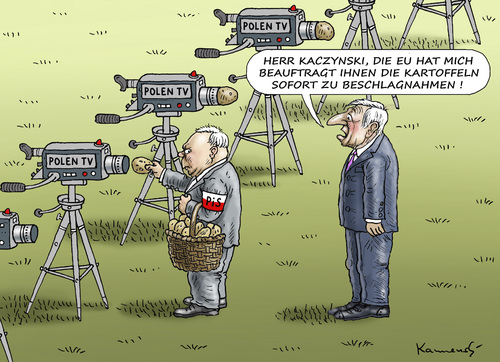 Cartoon: KARTOFFELBESCHLAGNAHME (medium) by marian kamensky tagged polen,faschismus,rassismus,pis,justitia,nationalismus,kazyinski,szydlo,polen,faschismus,rassismus,pis,justitia,nationalismus,kazyinski,szydlo