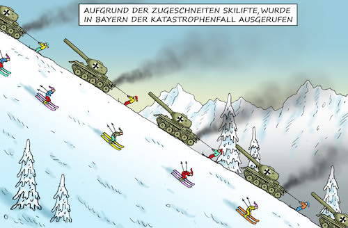 Cartoon: KATASTROPHENFALL IN BAYERN (medium) by marian kamensky tagged katastrophenfall,in,bayern,schneechaos,skitourismus,bundeswehr,katastrophenfall,in,bayern,schneechaos,skitourismus,bundeswehr