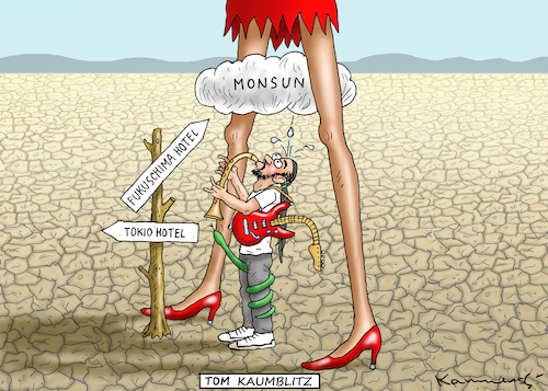 Cartoon: KAUM BLITZ FÜR HEIDI KLUM (medium) by marian kamensky tagged tom,kauliz,heidi,klum,heirat,tokio,hotel,tom,kauliz,heidi,klum,heirat,tokio,hotel