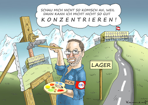 Cartoon: KICKL MACHT MOBIL (medium) by marian kamensky tagged kickl,österreich,fpö,konzentrationslager,kickl,österreich,fpö,konzentrationslager