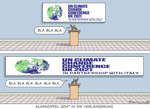 Cartoon: KLIMAGIPFEL VERLÄNGERT (medium) by marian kamensky tagged weltklimabericht,umwelt,überflutungen,cop,2021,glasgow,weltklimabericht,umwelt,überflutungen,cop,2021,glasgow