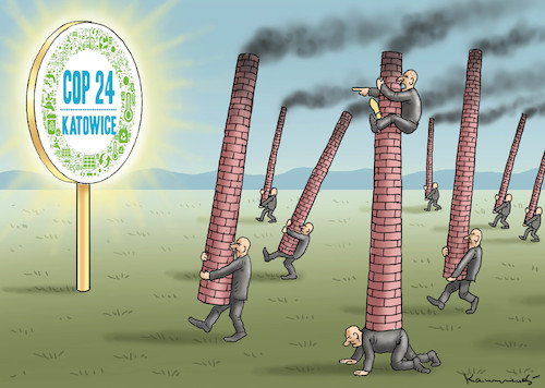 Cartoon: KLIMAKONFERENZ IN KATOWICE (medium) by marian kamensky tagged klimakonferenz,in,katowice,co2,polen,naturkatastrophen,klimakonferenz,in,katowice,co2,polen,naturkatastrophen