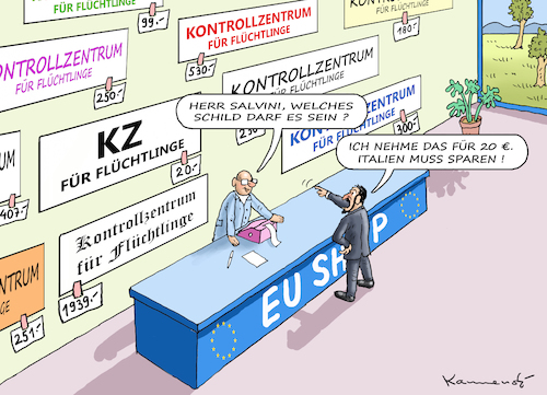 Cartoon: KONTROLLZENTREN FÜR FLÜCHTLINGE (medium) by marian kamensky tagged merkel,seehofer,unionskrise,csu,cdu,flüchtlinge,kontrollzentren,für,salvini,merkel,seehofer,unionskrise,csu,cdu,flüchtlinge,kontrollzentren,für,salvini