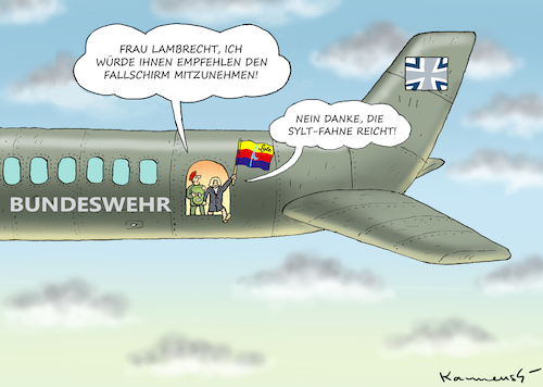 Cartoon: LAMBRECHTS UNWEICHE LANDUNG (medium) by marian kamensky tagged lambrechts,unweiche,landung,lambrechts,unweiche,landung