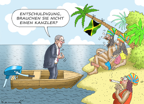 Cartoon: LASCHET AUF JAMAIKA (medium) by marian kamensky tagged laschet,auf,jamaika,laschet,auf,jamaika