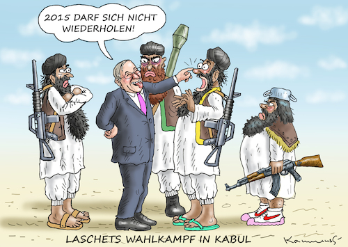 Cartoon: LASCHETS WAHLKAMPF IN KABUL (medium) by marian kamensky tagged vormarsch,evakuation,der,taliban,xi,jinping,in,kabul,laschet,wahlkampf,cdu,vormarsch,evakuation,der,taliban,xi,jinping,in,kabul,laschet,wahlkampf,cdu