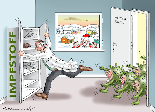 Cartoon: LAUTERBACH MACHT INVENTUR (medium) by marian kamensky tagged curevac,testzentren,corona,impfung,pandemie,booster,omikron,lauterbach,impfpflicht,curevac,testzentren,corona,impfung,pandemie,booster,omikron,lauterbach,impfpflicht