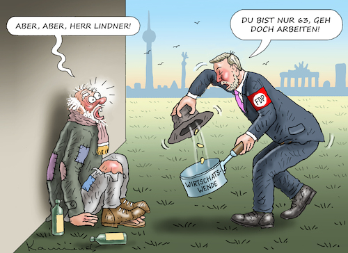 Cartoon: LINDNERS WIRTSCHAFTSWENDE (medium) by marian kamensky tagged lindners,wirtschaftswende,fdp,lindners,wirtschaftswende,fdp