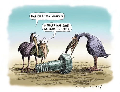 Cartoon: Lockere Schraube (medium) by marian kamensky tagged schraube,locker,vögel,psychische,krankheiten,isolation,einsamkeit,schraube,vögel,krankheiten,isolation,einsamkeit,psyche,tiere