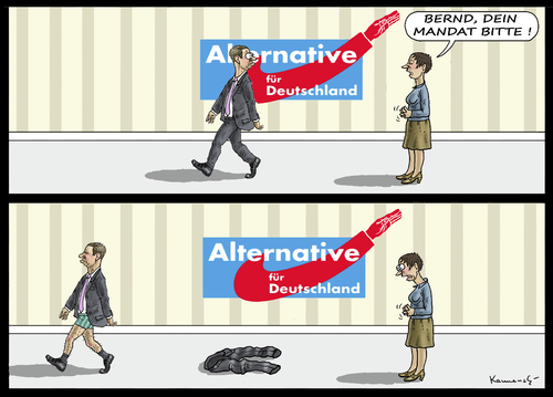 Cartoon: Luckes Rücktritt (medium) by marian kamensky tagged alternative,für,deutschland,rechtspopulismus,afd,uli,frauke,petri,hoeness,henkel,bernd,lucke,alternative,für,deutschland,rechtspopulismus,afd,uli,frauke,petri,hoeness,henkel,bernd,lucke