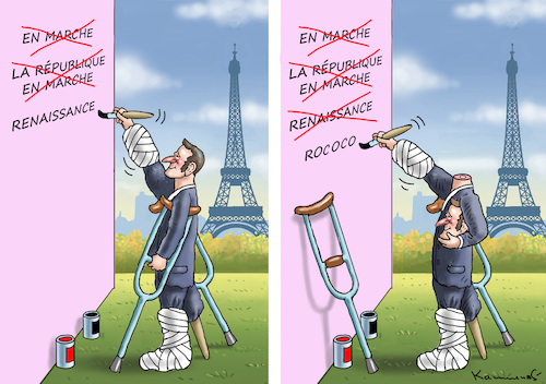 Cartoon: MACRONS PARTEINAMENWECHSEL (medium) by marian kamensky tagged macrons,parteinamenwechsel,macrons,parteinamenwechsel