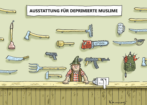 Cartoon: MARKTNISCHE IN BAYERN (medium) by marian kamensky tagged terror,in,bayern,ansbach,terror,in,bayern,ansbach