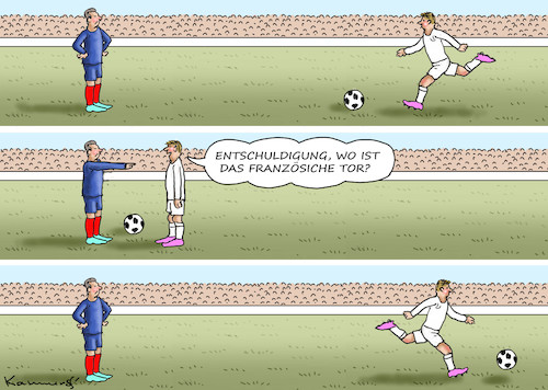 Cartoon: MAT HUMMELS FALSCH BERATEN (medium) by marian kamensky tagged mat,hummel,falsch,beraten,fussbal,frankrech,deutschland,mat,hummel,falsch,beraten,fussbal,frankrech,deutschland