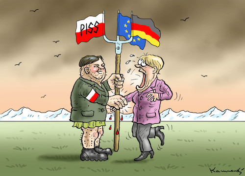 Cartoon: MERKEL BESUCHT PISS - SZYDLO (medium) by marian kamensky tagged merkel,besucht,piss,szydlo,in,polen,merkel,besucht,piss,szydlo,in,polen