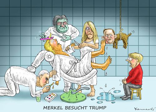 Cartoon: MERKEL BESUCHT TRUMP (medium) by marian kamensky tagged obama,trump,präsidentenwahlen,usa,baba,vanga,republikaner,inauguration,demokraten,wikileaks,faschismus,obama,trump,präsidentenwahlen,usa,baba,vanga,republikaner,inauguration,demokraten,wikileaks,faschismus