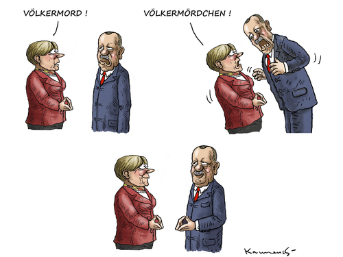 Cartoon: MERKEL GIBT NACH (medium) by marian kamensky tagged bluttest,merkel,erdogan,völkermord,an,armenier,bluttest,merkel,erdogan,völkermord,an,armenier