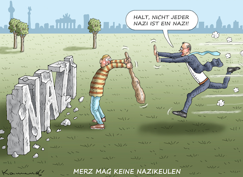 Cartoon: MERZ MAG KEINE NAZIKEULEN (medium) by marian kamensky tagged afd,verbotsverfahren,scholz,remigration,merz,cdu,höcke,mag,keine,nazikeulen,afd,verbotsverfahren,scholz,remigration,merz,cdu,höcke,mag,keine,nazikeulen