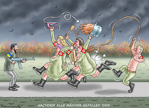 Cartoon: NACHDEM ALLE MÄNNER GEFALLEN SIN (medium) by marian kamensky tagged getreideabkommen,putin,ukraine,afrika,getreideabkommen,putin,ukraine,afrika