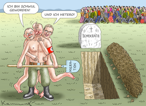 Cartoon: NACKTE WAHRHEIT (medium) by marian kamensky tagged schlafantreiber,chrupalla,afd,migration,putin,schlafantreiber,chrupalla,afd,migration,putin