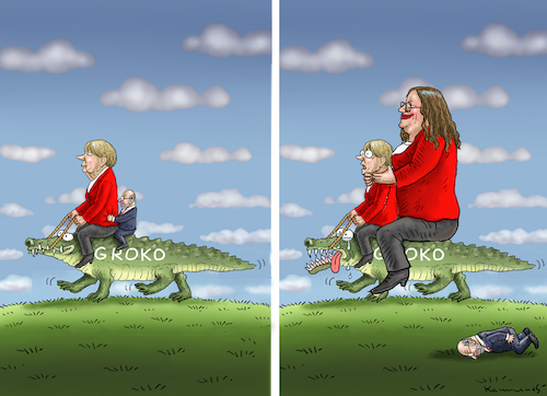 Cartoon: NAHLES ENTSCHULZT GROKO (medium) by marian kamensky tagged groko,spd,parteitag,schulz,würselen,merkel,andrea,nahles,groko,spd,parteitag,schulz,würselen,merkel,andrea,nahles