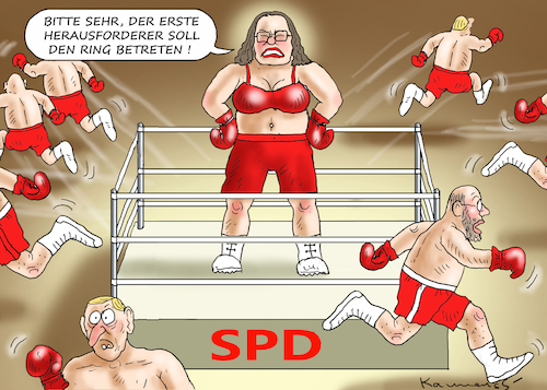 Cartoon: NAHLES KAMPFBEREIT (medium) by marian kamensky tagged groko,spd,parteitag,schulz,würselen,merkel,andrea,nahles,scholz,hessen,wahlen,akk,kühnert,bremen,rezo,groko,spd,parteitag,schulz,würselen,merkel,andrea,nahles,scholz,hessen,wahlen,akk,kühnert,bremen,rezo