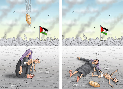 Cartoon: NETANYAHU WIRFT HILFSGÜTER (medium) by marian kamensky tagged netanyahu,wirft,hilfsgüter,über,gaza,netanyahu,wirft,hilfsgüter,über,gaza