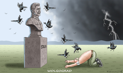 Cartoon: NEUE STALIN-BÜSTE ENTHÜLLT (medium) by marian kamensky tagged neue,stalin,büste,enthüllt,neue,stalin,büste,enthüllt