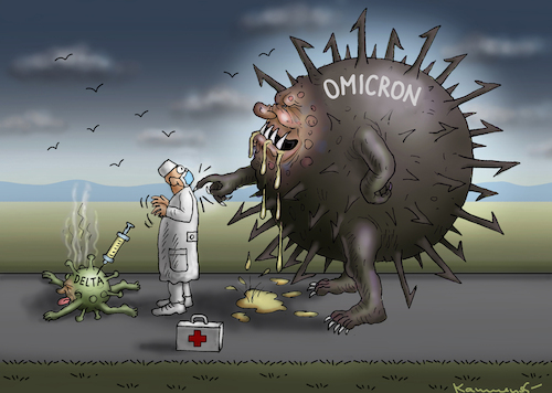 Cartoon: NEUES CORONA (medium) by marian kamensky tagged curevac,testzentren,corona,impfung,pandemie,booster,impfpflicht,curevac,testzentren,corona,impfung,pandemie,booster,impfpflicht