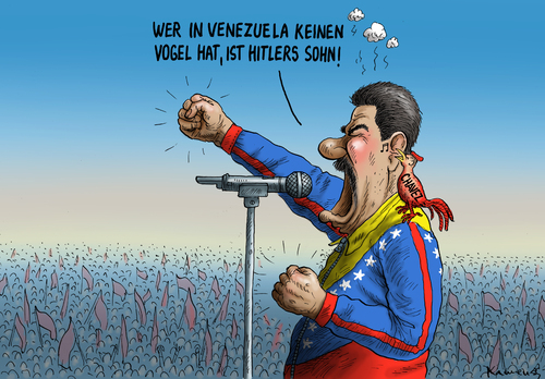 Cartoon: Nicolas Maduro (medium) by marian kamensky tagged maduro,nicolas,hugo,chaves,venezuela,wahlen,nicolas,maduro,hugo,chaves,venezuela,wahlen