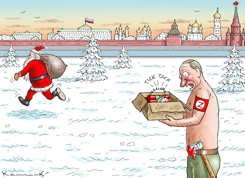 Cartoon: NOT BAD SANTA (medium) by marian kamensky tagged schwarzer,wagenknecht,putin,ukraine,bartsch,geht,schwarzer,wagenknecht,putin,ukraine,bartsch,geht