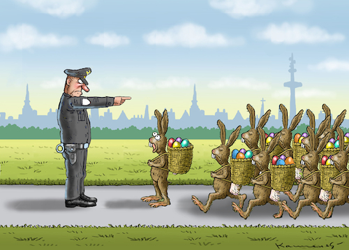 Cartoon: NOT HAPPY EASTER (medium) by marian kamensky tagged coronavirus,epidemie,gesundheit,panik,stillegung,trump,pandemie,coronavirus,epidemie,gesundheit,panik,stillegung,trump,pandemie