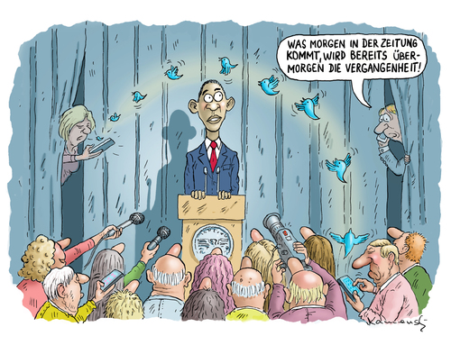 Cartoon: Obama and election (medium) by marian kamensky tagged conference,obama,barack obama,twitter,usa,barack,obama