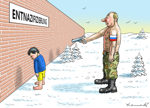 Cartoon: OBERENTNAZIFIZIERER PUTIN (medium) by marian kamensky tagged putins,bescherung,ukraine,provokation,swift,nato,osterweiterung,putins,bescherung,ukraine,provokation,swift,nato,osterweiterung