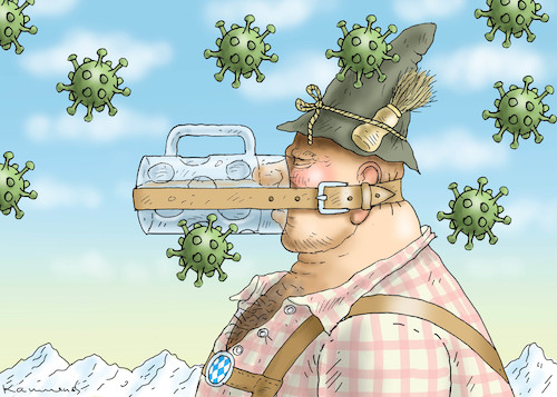 Cartoon: OKTOBERFEST IN BAYERN (medium) by marian kamensky tagged coronavirus,epidemie,gesundheit,panik,stillegung,trump,pandemie,coronavirus,epidemie,gesundheit,panik,stillegung,trump,pandemie