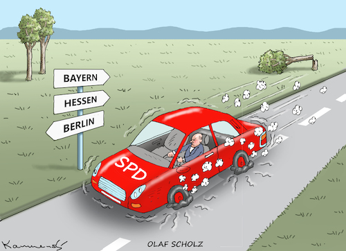 Cartoon: OLAF PLATT (medium) by marian kamensky tagged wahlen,in,bayern,und,hessen,olaf,scholz,wahlen,in,bayern,und,hessen,olaf,scholz