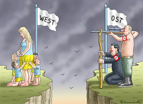 Cartoon: OST GEGEN WEST (medium) by marian kamensky tagged putins,bescherung,ukraine,provokation,swift,nato,osterweiterung,putins,bescherung,ukraine,provokation,swift,nato,osterweiterung